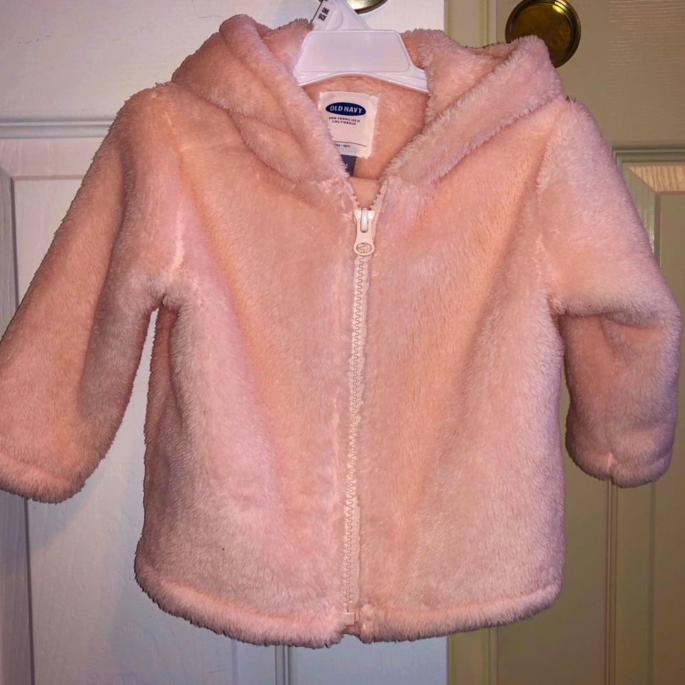 Old Navy Pink Furry Hooded Jacket